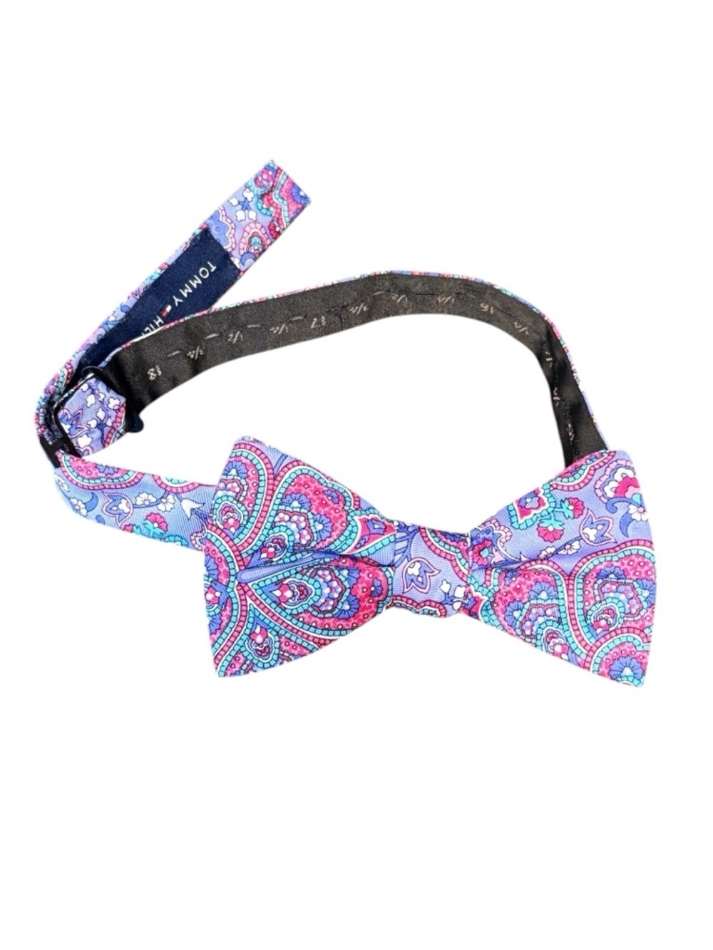 Tommy Hilfiger Bow Tie Paisley Purple Pink Blue Teal Adjustable Pre-Tied OS